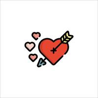 Heart with arrow and hearts icon vector