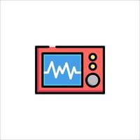 A red and blue monitor with a heartbeat line vector