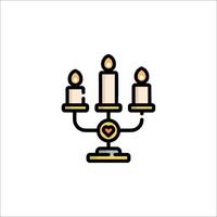 Candle icon with heart and candle on top vector