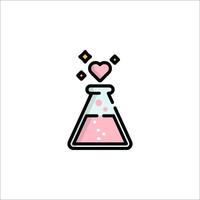 A pink heart in a laboratory flask vector