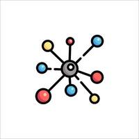 A network icon with colorful dots vector