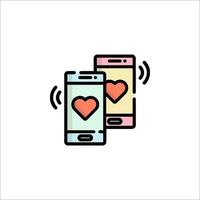 Two phones with a heart on them vector