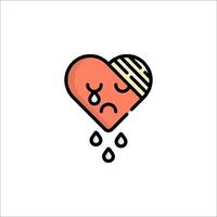 A sad heart with bandages on it vector