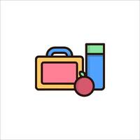 A lunch box and an apple on a white background vector