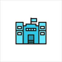 A blue building icon on a white background vector