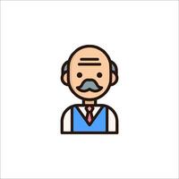An old man with a mustache and a tie vector
