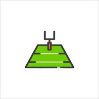 A football field with a goal post and a flag vector