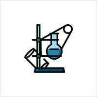 A laboratory equipment icon with a flask and a glass vector