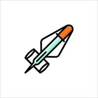 A rocket is shown in a line drawing vector