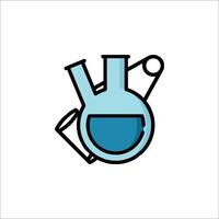 A laboratory flask icon with a blue liquid inside vector