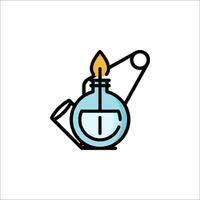 A laboratory flask with a candle inside vector