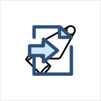 A blue arrow pointing to a file icon vector
