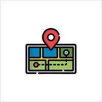 A map icon with a pin pointing to a location vector