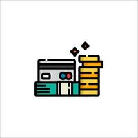 A stack of coins and a credit card icon vector