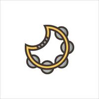 A crescent shaped ring with a yellow and black design vector