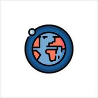 A globe icon with a red and blue color vector
