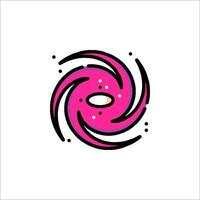 A pink swirl logo with a black and white background vector