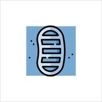 A blue and white icon of a shoe vector