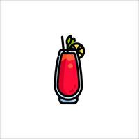 A red drink with a slice of lemon in it vector