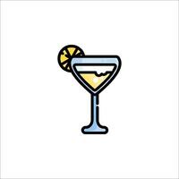 A martini glass with a slice of lemon vector