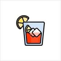 A drink with lemon and ice in a glass vector