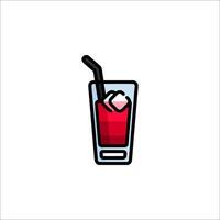 A red drink with ice and a straw vector