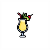 A drink with a straw and a cherry on top vector