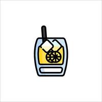 A drink with a lemon slice and ice vector