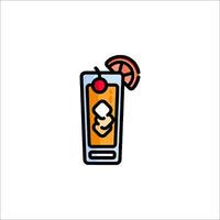 A drink with a slice of orange and a cherry on top vector