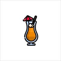 A drink with a straw and umbrella icon vector