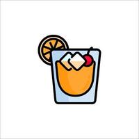 A drink with orange slice and ice in it vector