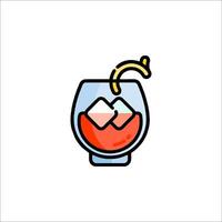 A drink with ice and a straw in it vector