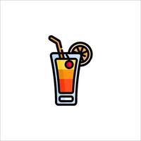 A drink with a straw and a slice of lemon vector