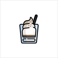 A dessert with whipped cream and a straw vector
