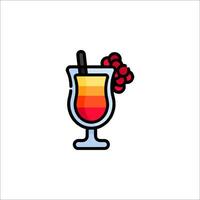 A colorful drink with a straw and berries vector
