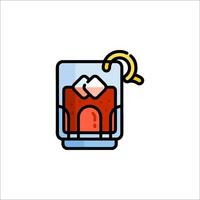 A drink with ice and a lemon slice vector