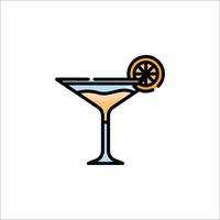 A martini glass with a slice of lemon on top vector