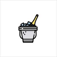 A bucket with ice and a bottle of champagne vector