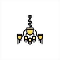 A chandelier with a yellow light bulb vector