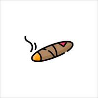 A cigar with a heart on it is shown in a simple line drawing vector