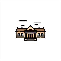 A building icon with a clock on top vector