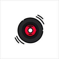A red and black vinyl record icon on a white background vector