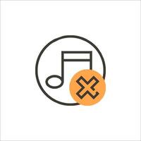 Music note icon with an x in the middle vector