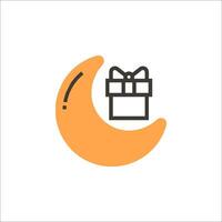 A crescent with a gift box on it vector