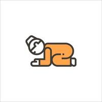 A man laying down on the ground with his head down vector