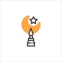 A star and moon on top of a tower vector