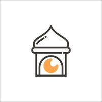 A mosque icon with a crescent moon vector