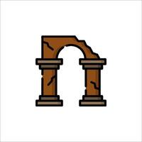 An arch with a stone pillar and a stone arch vector