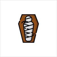 A coffin icon with a person inside vector