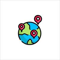 A globe with pins on it and a map marker vector
